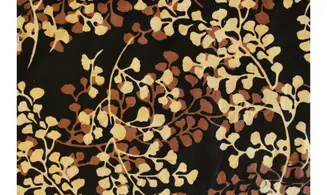 Batik noir feuillages beige marron