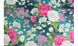 Tissu grandes fleurs japonaises
