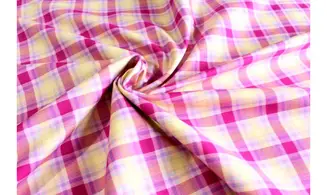 Tissu carreaux rose jaune