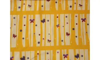 Tissus jaune fleurs papillons