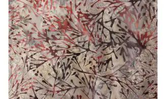 Batik gris branchages rougeâtres