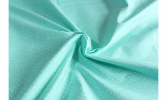 Tissu turquoise pois blancs