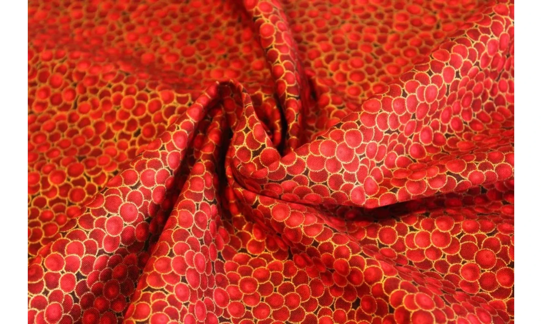 Tissu baies rouge dorées