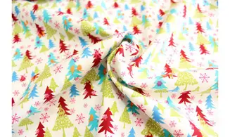 Tissu sapin Noël fantaisie