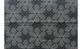Tissu bleu foncé fleurs pointillisme