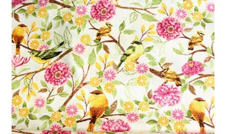 Tissu oiseaux et fleurs