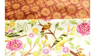 Tissu oiseaux et fleurs