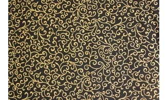 Tissu noir volutes dorées