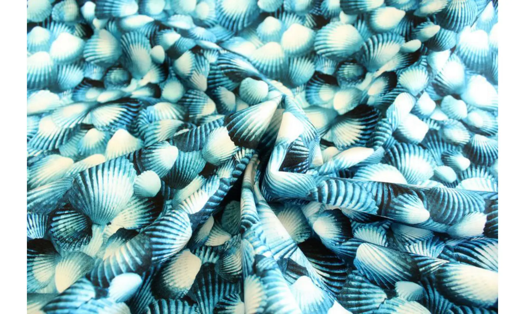 Tissu bleu coquillages