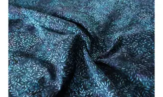 Batik bleu feuillages reflets violets