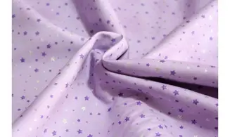 Tissu violet étoiles parsemées argent