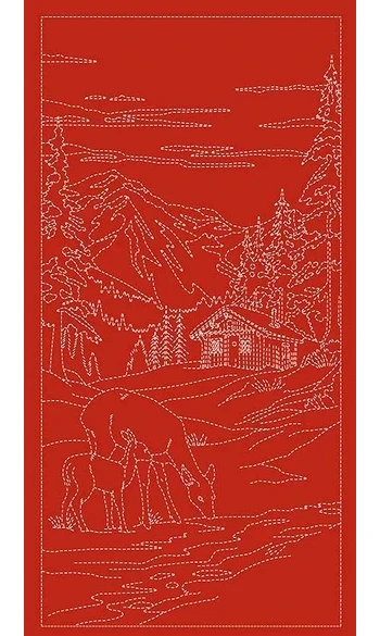 Panneau Sashiko biches rouge