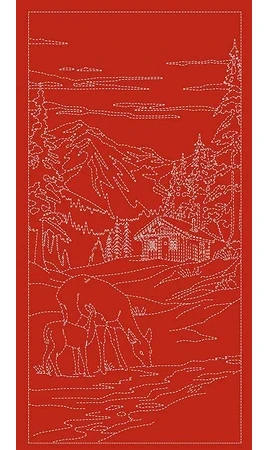 Panneau Sashiko biches rouge