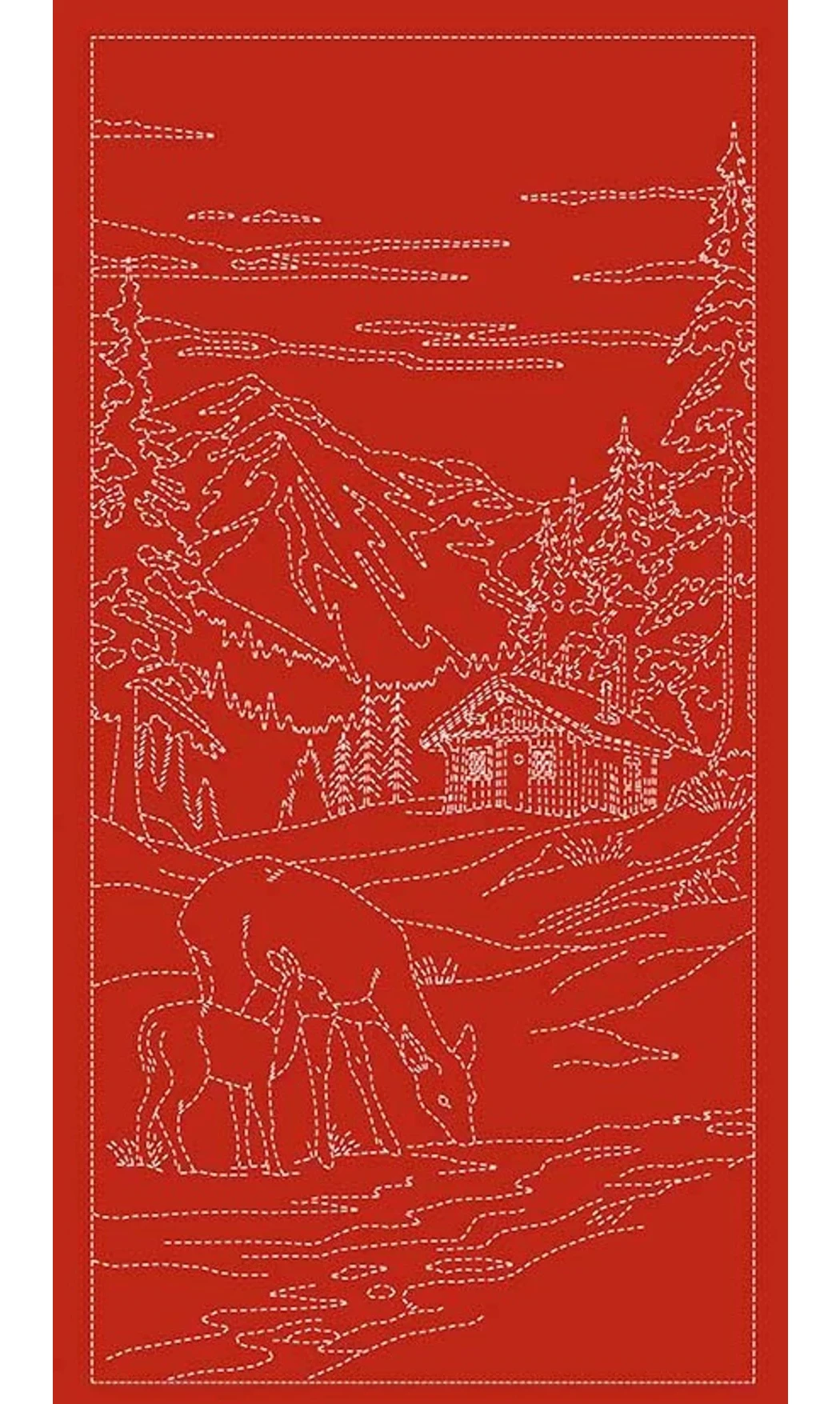 Panneau Sashiko biches rouge