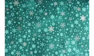 Tissu vert d'eau flocons argent