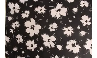 Tissu noir et blanc fleurs