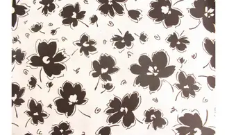 Tissu blanc et noir fleurs