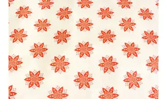 Tissu fond écru fleurs rouges