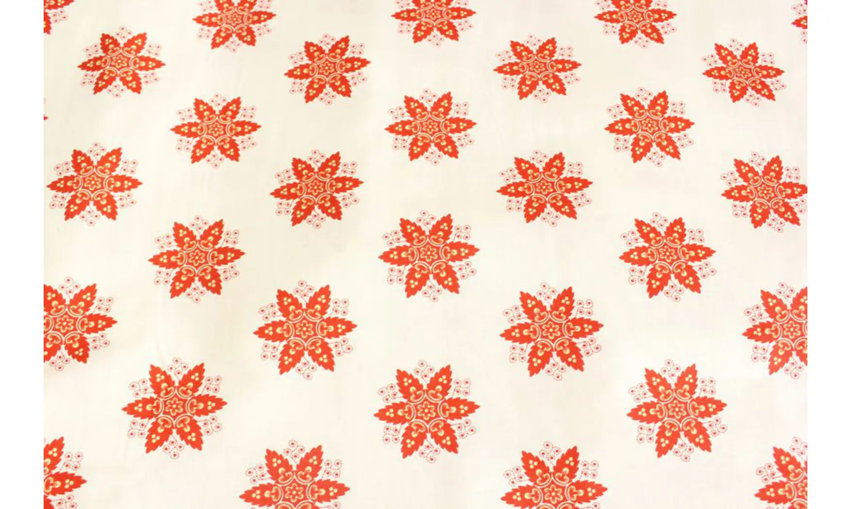 Tissu fond écru fleurs rouges