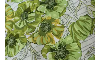 Tissu vert jaune grandes fleurs