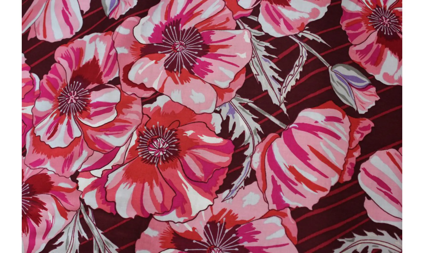 Tissu fuschia grandes fleurs