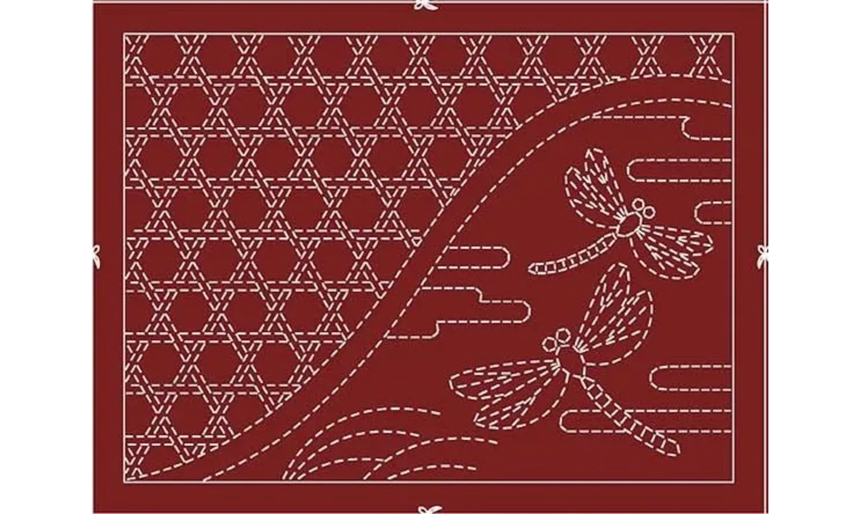 Coupon Sashiko libellules rouge