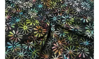 Batik noir fleurs multi