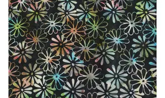 Batik noir fleurs multi
