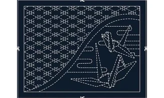 Coupon Sashiko oiseaux navy