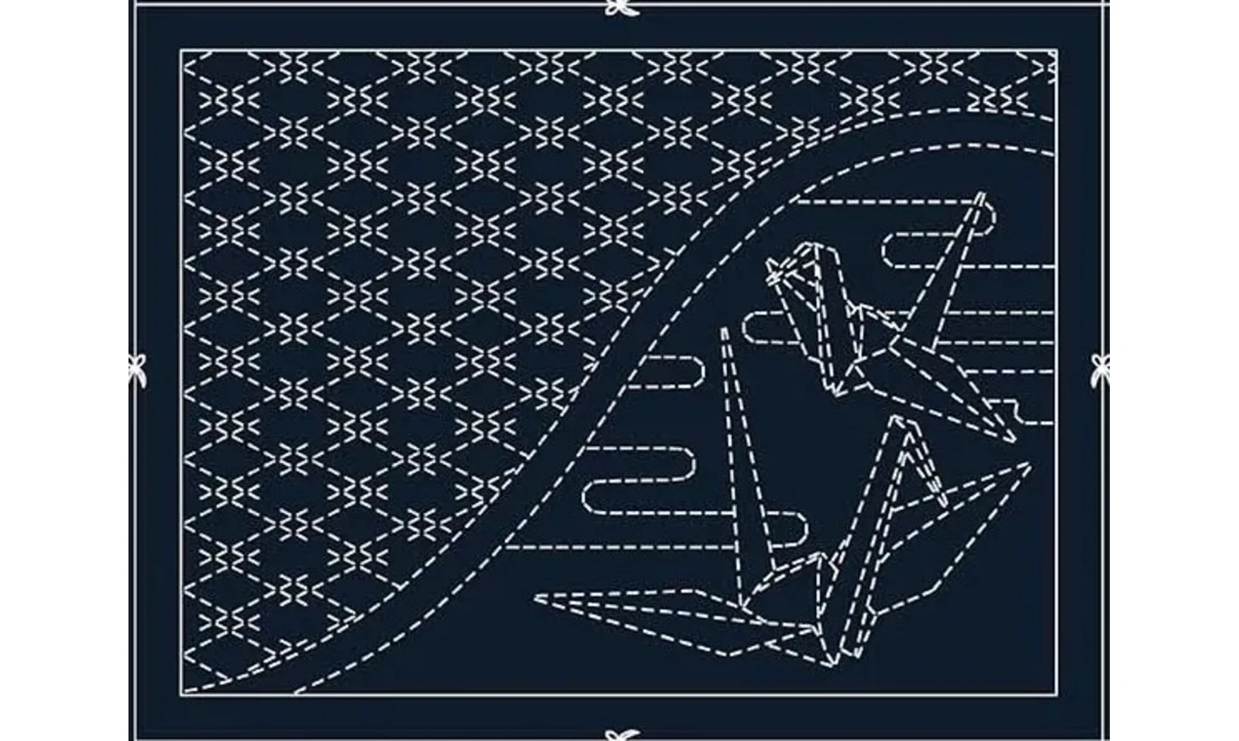 Coupon Sashiko oiseaux navy
