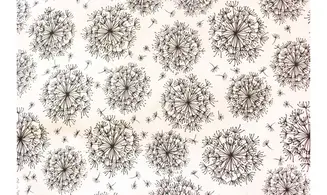 Tissu blanc pissenlits noirs