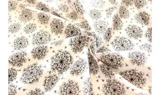 Tissu blanc pissenlits noirs