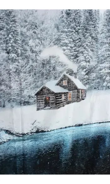 Panneau cabane en hiver