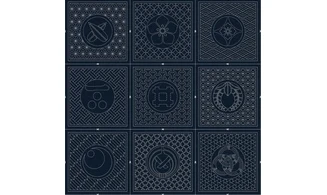 Panneau Sashiko 9 cadres bleu