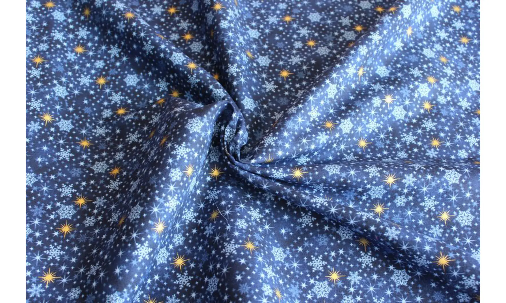 Tissu bleu étoiles dorées