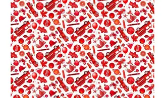 Tissu Mille objets rouges