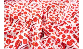 Tissu Mille objets rouges