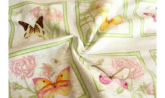 Tissu cadres papillons botanique