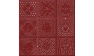 Panneau Sashiko 9 cadres rouge