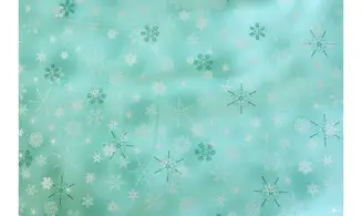 Tissu vert d'eau flocons argent