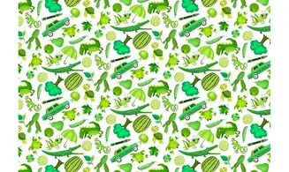 Tissu Mille objets verts