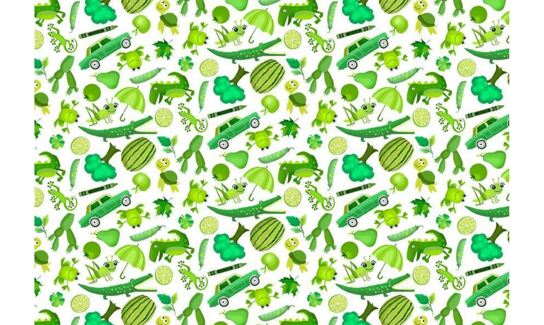 Tissu Mille objets verts