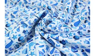 Tissu Mille objets bleus