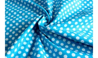 Tissu bleu gros pois blancs