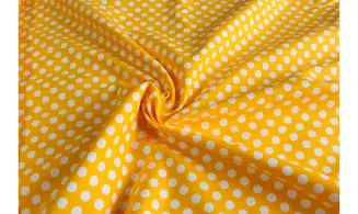 Tissu jaune gros pois blancs
