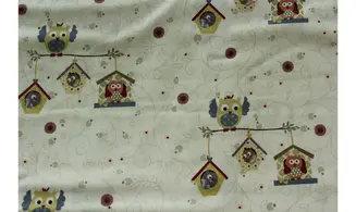 Tissu hiboux nichoir beige