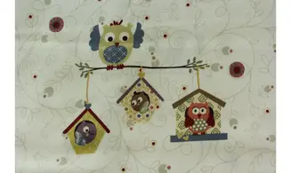 Tissu hiboux nichoir beige