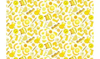 Tissu Mille objets jaunes