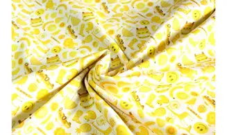 Tissu Mille objets jaunes