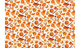 Tissu Mille objets oranges